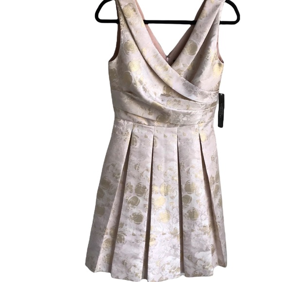Tahari Samantha Blush light Gold Metallic Cocktail dress - Picture 2 of 16